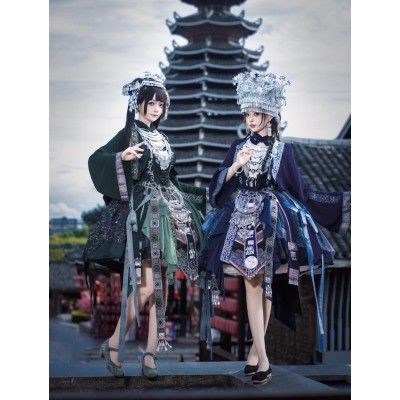 Your Highness Miao-Style Chinese Ethnic JSK Jacket and Waist Ties Set(Reservation/2 Colours/Full Payment Without Shipping)